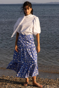 Oliphant Button Front Skirt | Eclipse Blue