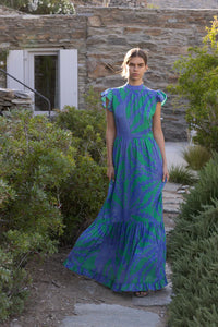 Oliphant Mock Neck Flutter Maxi | Thistle Green