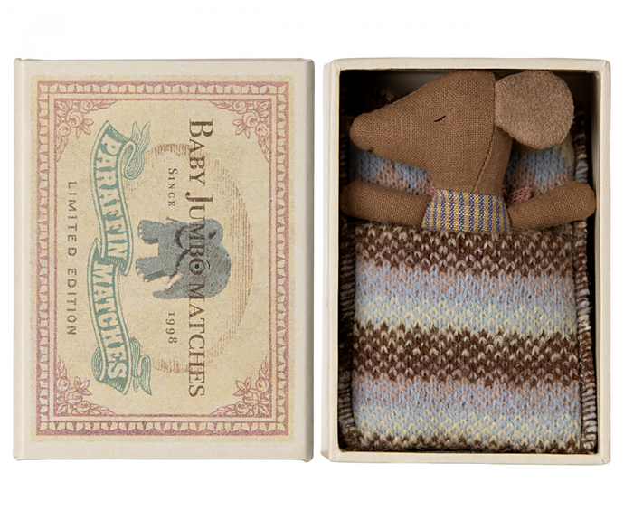 Maileg Sleepy Wakey Baby Mouse In Matchbox