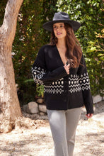 Load image into Gallery viewer, Karen Kane Jacquard Fair Isle Cardigan | Black &amp; White