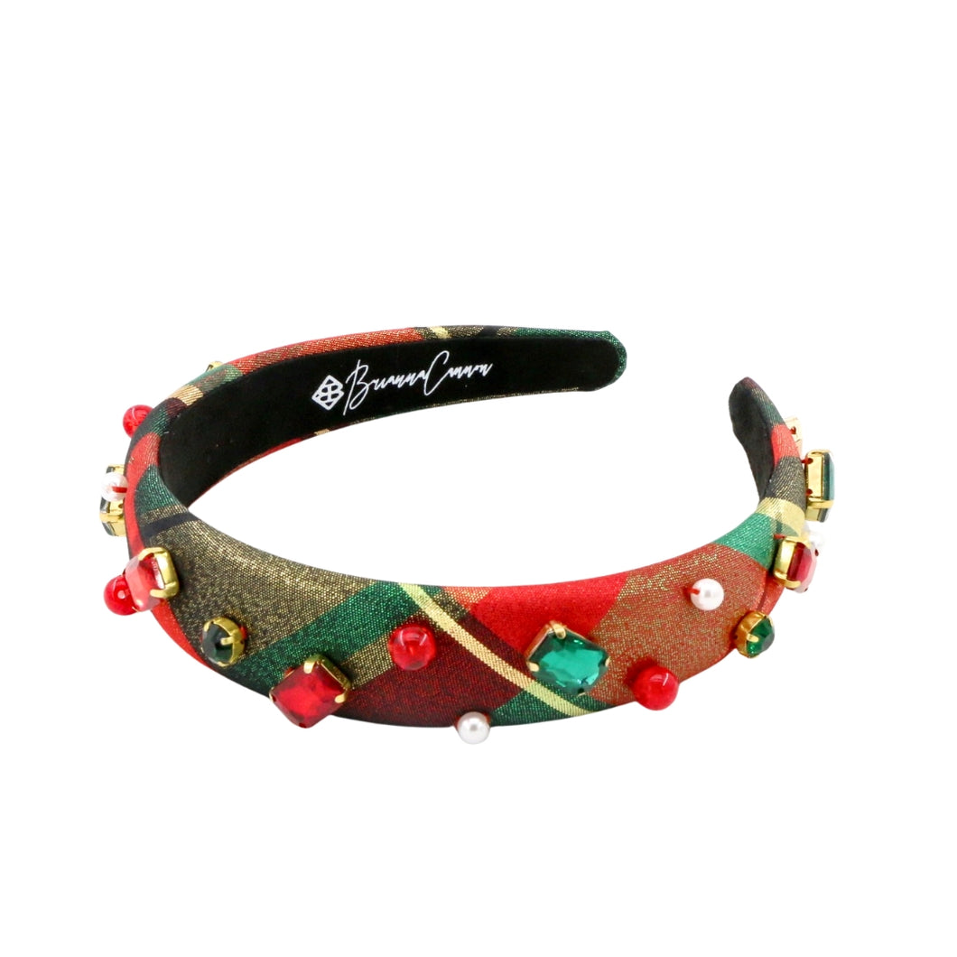 Brianna Cannon Thin Classic Christmas Tartan Headband