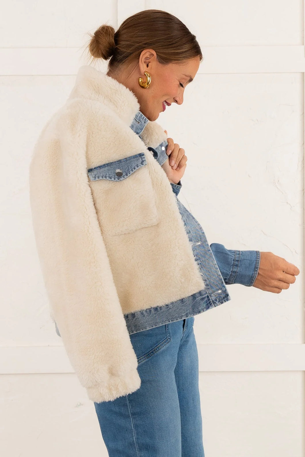 Scout Shearling Denim Jacket | Cream