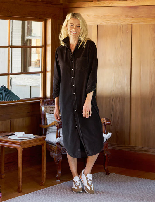 Frank & Eileen Rory Maxi Shirtdress | Espresso Italian Corduroy