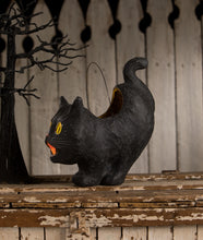 Load image into Gallery viewer, Black Halloween Cat Paper Mache Bucket