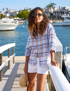 Frank & Eileen Relaxed Button Up | Light Blue And Red Plaid
