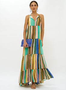 Oliphant Long Tiered Tassel Dress | Zanzibar Multi Lurex