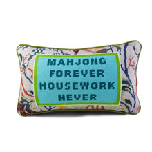 Load image into Gallery viewer, Mahjong Forever Housework Never Needlepoint Pillow