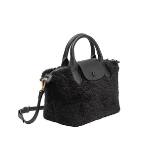 Sherpa Top Handle Bag | Black & Tan