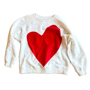 Kerri Rosenthal Benton Imperfect Red Heart Sweatshirt | White