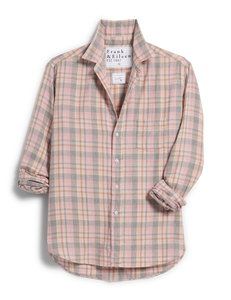 Frank & Eileen | Eileen Relaxed Button Up Pink And Grey Melange Plaid Flannel