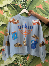 Load image into Gallery viewer, Queen Of Sparkles Hanukkah Sweatshirt | Blue