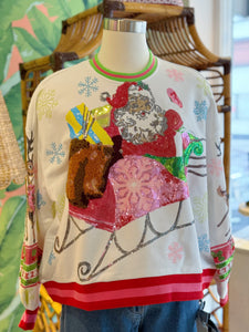 Queen Of Sparkles Vintage Santa Sweatshirt