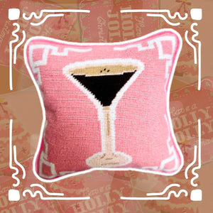 Espresso Martini Needlepoint Pillow