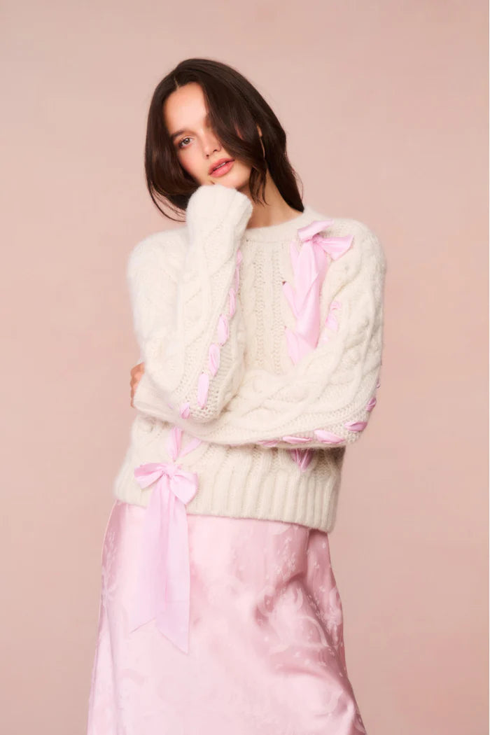 LOVESHACKFANCY Parsons Pullover Sweater | Icy Blush