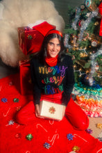 Load image into Gallery viewer, Queen Of Sparkles MERRY EVERYTHING Sweater | Black