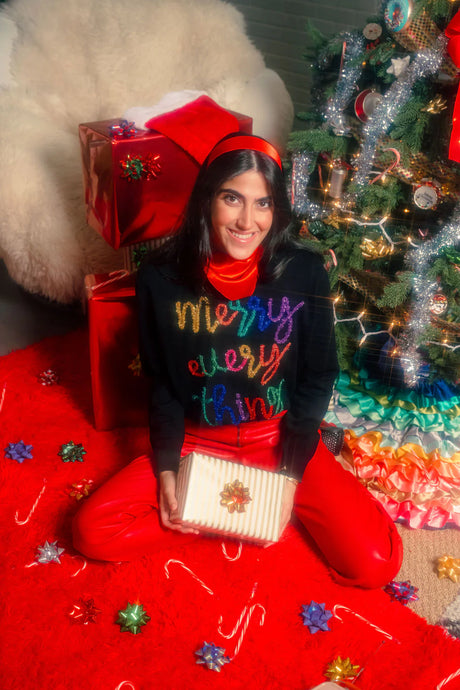 Queen Of Sparkles MERRY EVERYTHING Sweater | Black