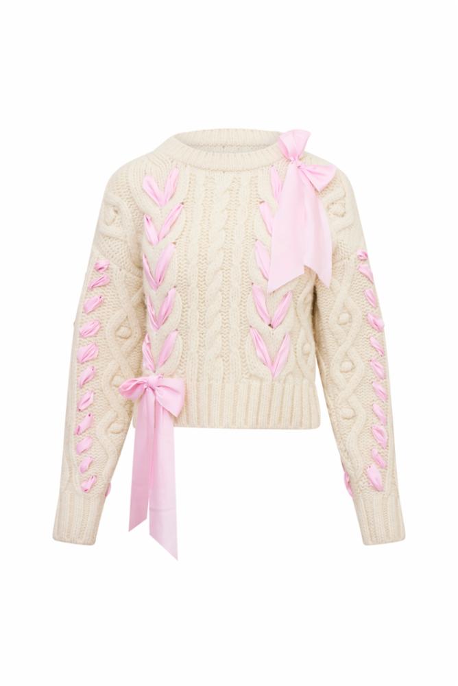 LOVESHACKFANCY Parsons Pullover Sweater Icy Blush