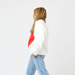 Kerri Rosenthal Benton Imperfect Red Heart Sweatshirt | White