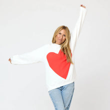 Load image into Gallery viewer, Kerri Rosenthal Benton Imperfect Red Heart Sweatshirt | White