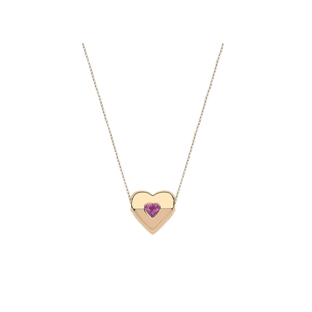 Jane Win LOVE Happy Heart Pink Tourmaline Necklace