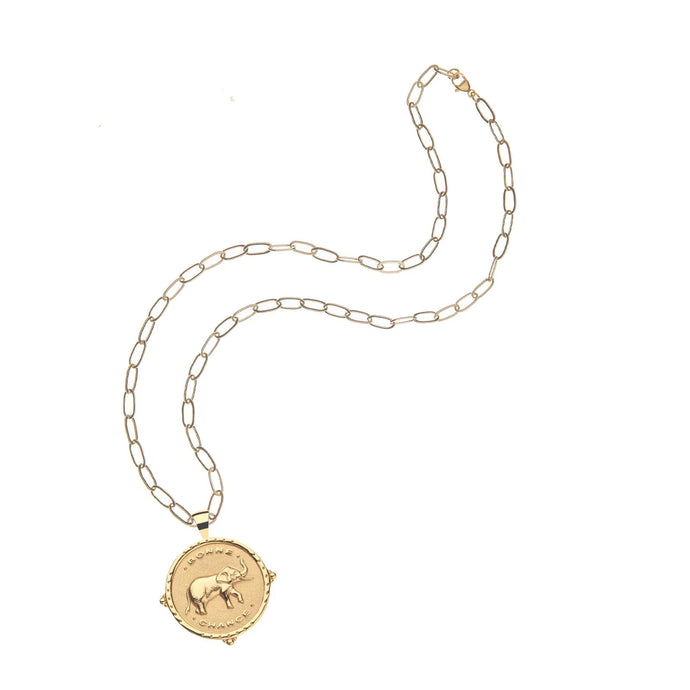 Jane Win LUCKY JW Elephant Original Pendant Coin | Bonne Chance