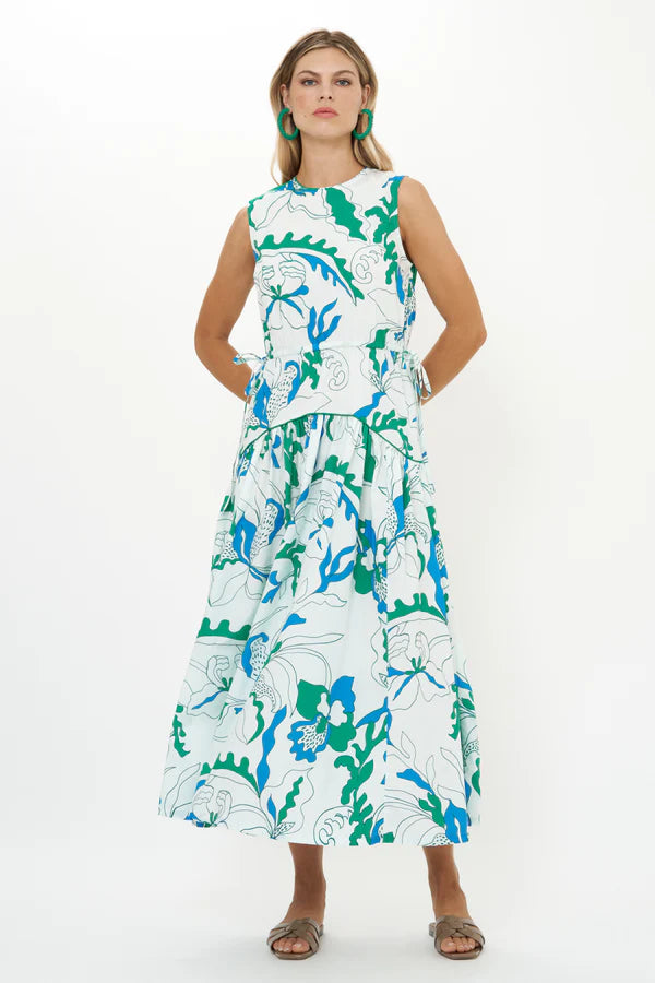 Oliphant Sleeveless Piped Maxi | Orchid Green