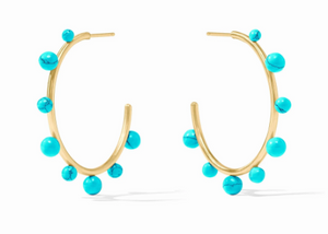 Julie Vos Hydra Stone Hoops | Pearl & Turquoise