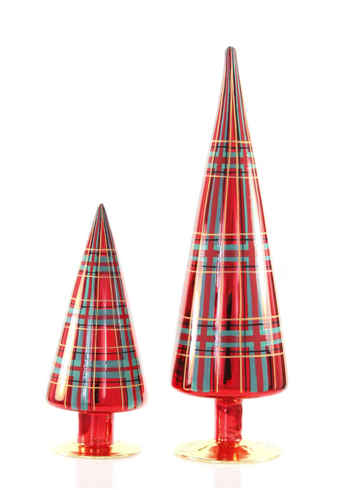 Red Tartan Christmas Trees | Set Of 2