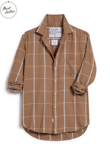 Frank & Eileen | Eileen Relaxed Button Up Camel & Cream Windowpane