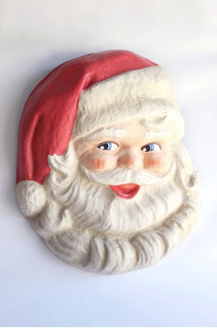 Vintage Paper Mache Santa Plaque