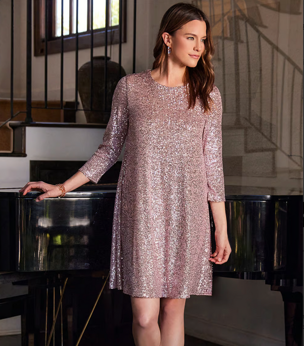 Karen Kane Sequin Swing Dress | Pink