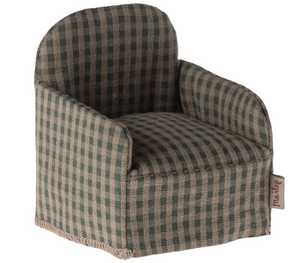 Maileg Chair, Mouse - Green checker