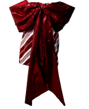 Load image into Gallery viewer, Queen Of Sparkles Candy Cane Bow Back Cocktail Dress