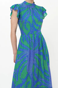 Oliphant Mock Neck Flutter Maxi | Thistle Green