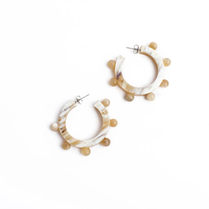 Natural Beaded Horn Hoops