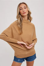 Load image into Gallery viewer, Slouch Neck Ottoman Lightweight Top | Black &amp; Camel