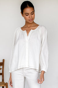 Emerson Fry Frances Blouse Dot Stripe Ivory Organic