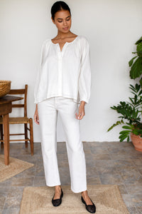 Emerson Fry Frances Blouse Dot Stripe Ivory Organic