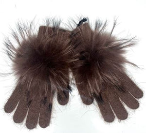 Fur Pom Pom Full Glove